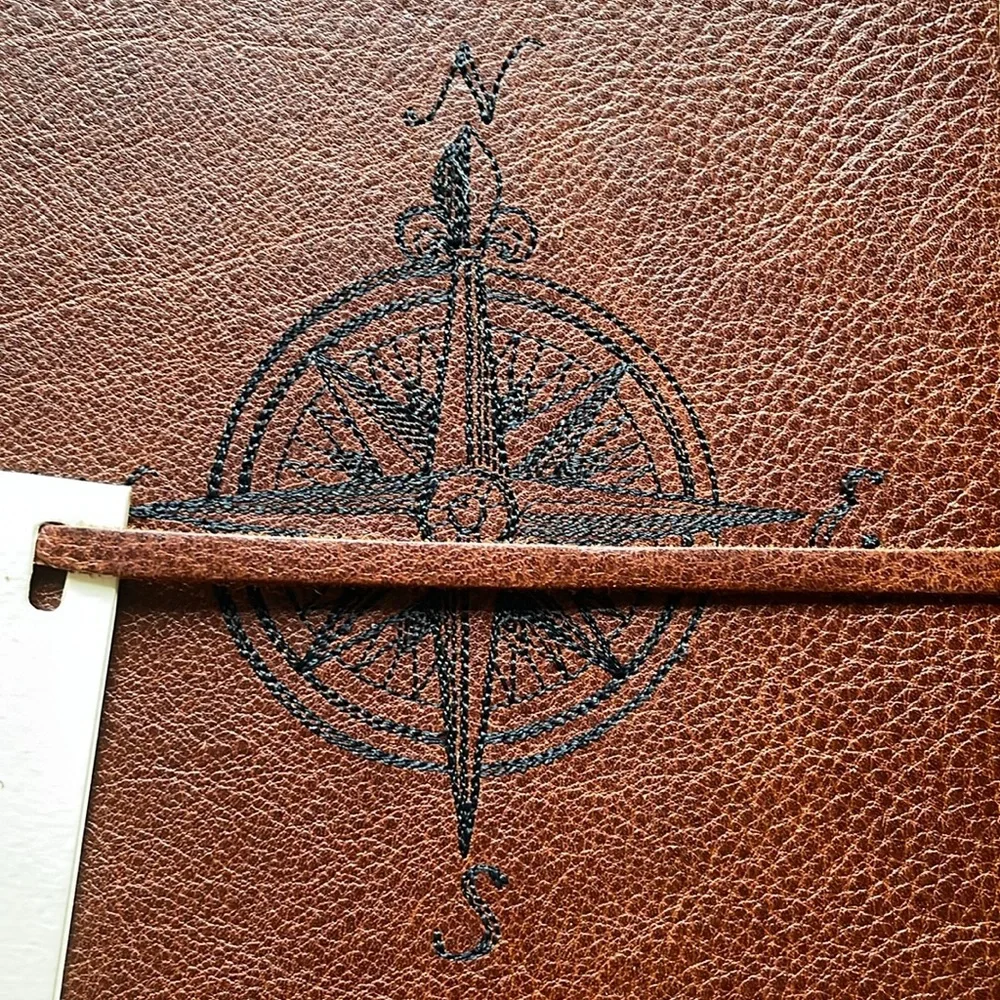 New With Tags: Made In Italy Leather Bound Compass Journal Notebook/Diary/Agenda